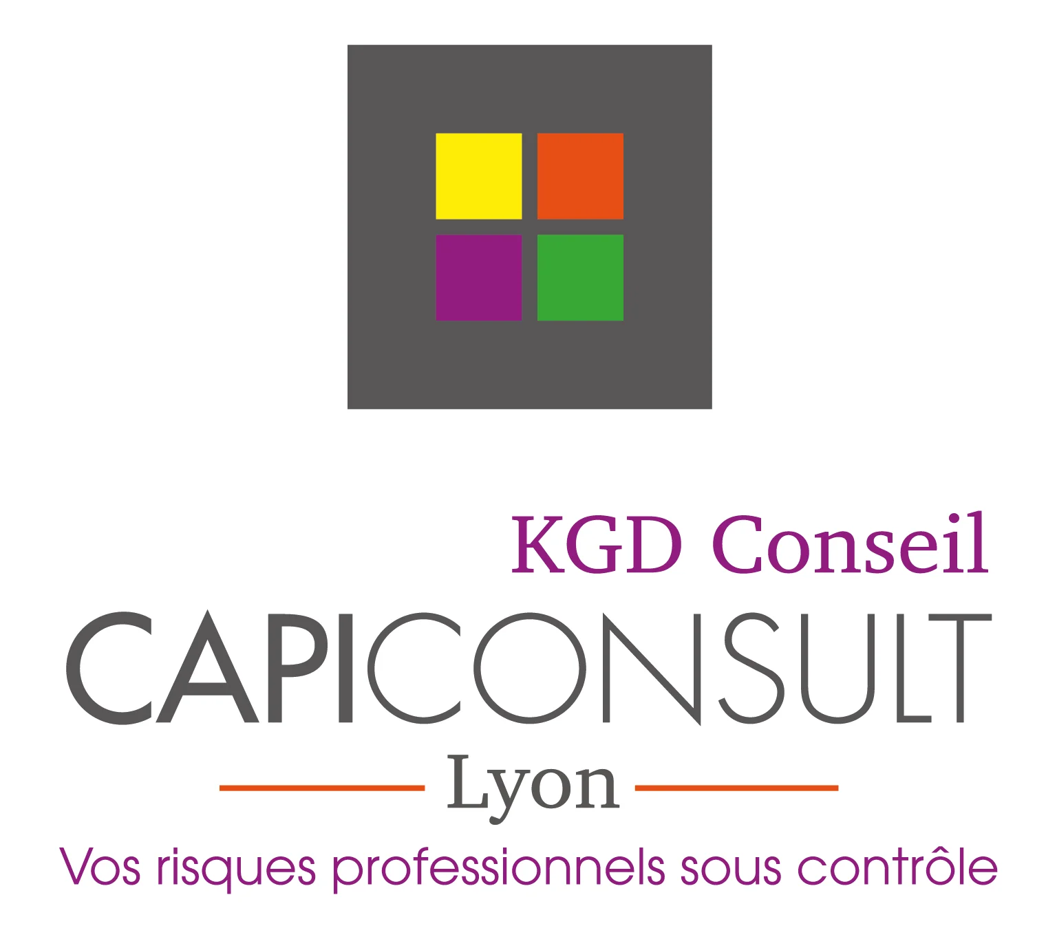 Logo KGD Conseil CapiConsult Lyon sur fond blanc, associé à la maîtrise des risques professionnels